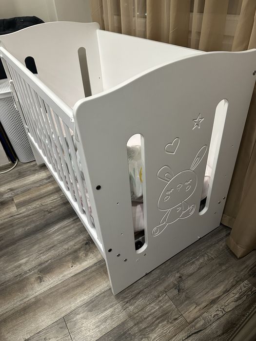 Бебешко легло с 3 нива на височина с двулицев Бамбуков матрак