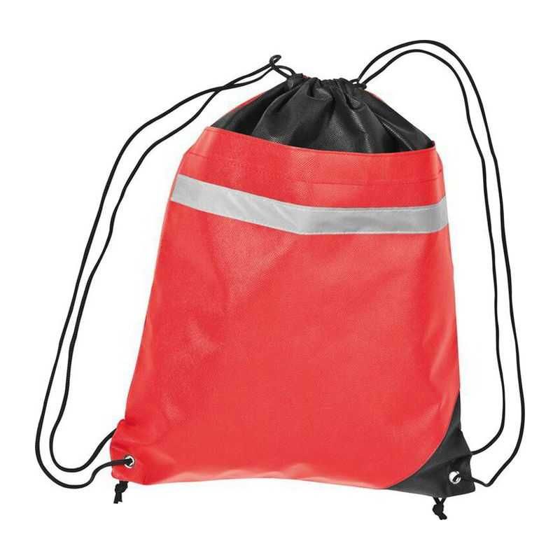 Rucsac sportiv cu siret, material netesut, dunga reflectorizanta,rosu