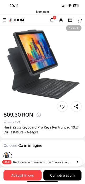 Tastatura + husa  ZAGG Pro Keys pentru iPad 10.2", neagra
