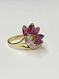 Златен пръстен с диаманти и рубини - 3.53гр