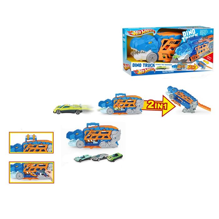 Дино камион и 3 метални коли - 2 в 1 Hot wheels