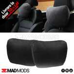 Pernute tetiera auto, reglabile, alcantara, negre, cu scai, Universale