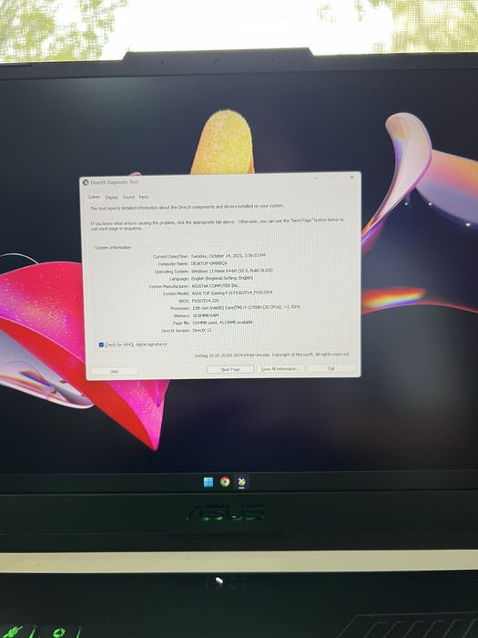 Laptop Gaming ASUS TUF F15 144Hz i7gen12-RTX4060-16gbRAM-512SSD