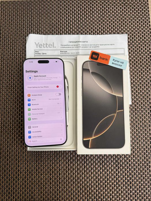 36М ГАР! iPhone 16 Pro MAX Лизинг от 73лв/м natural Titanium 256GB бял