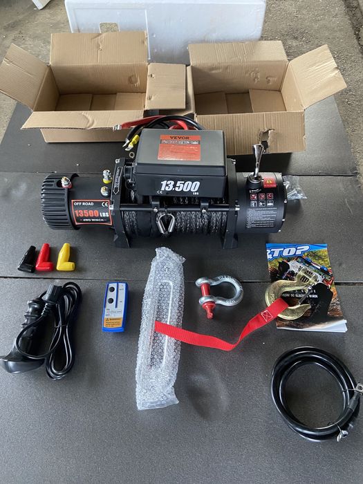 Troliu auto winch Vevor 13500lbs heavy duty cu sufa sintetica