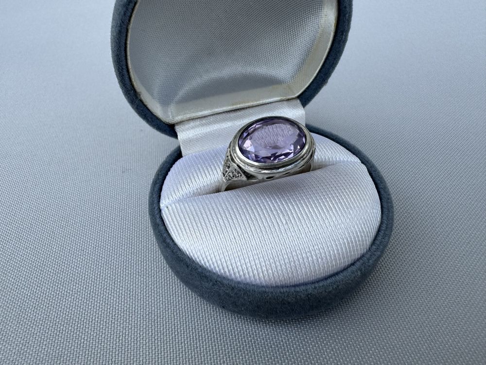 Inel din argint, ametist si marcasite