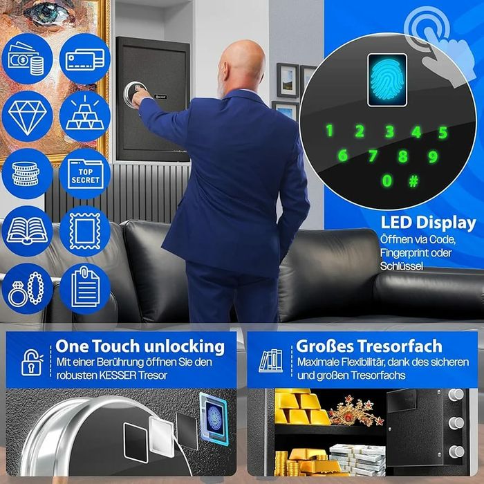 Seif cu amprenta cod sau chei