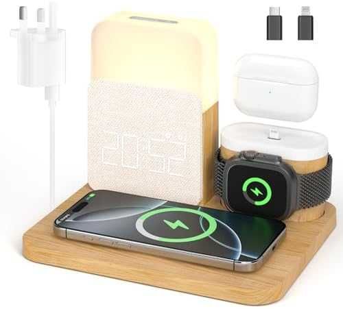 Нова Зарядна станция с аларма, лампа и MagSafe за iPhone/Watch/Pods