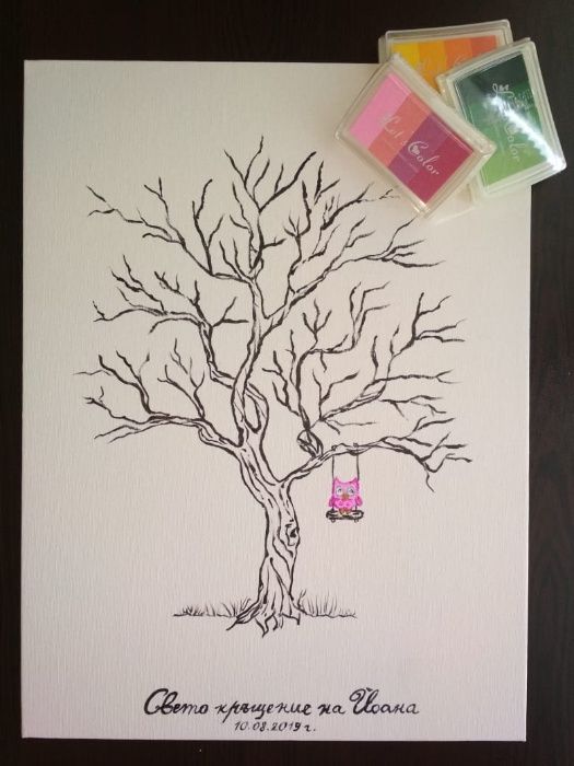 Рисуване на детско дърво за отпечатъци по ПОРЪЧКА