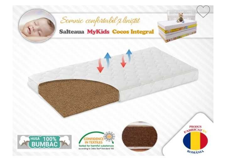 Saltea pătuț bebe fibra de cocos integral 120×60×10