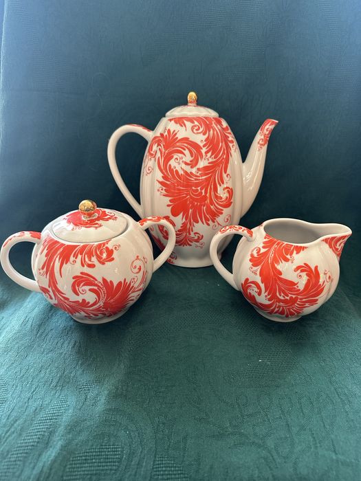 Пълен сервиз “Перо на Жар птица” с десертни чинии на ЛФЗ Ломоносов