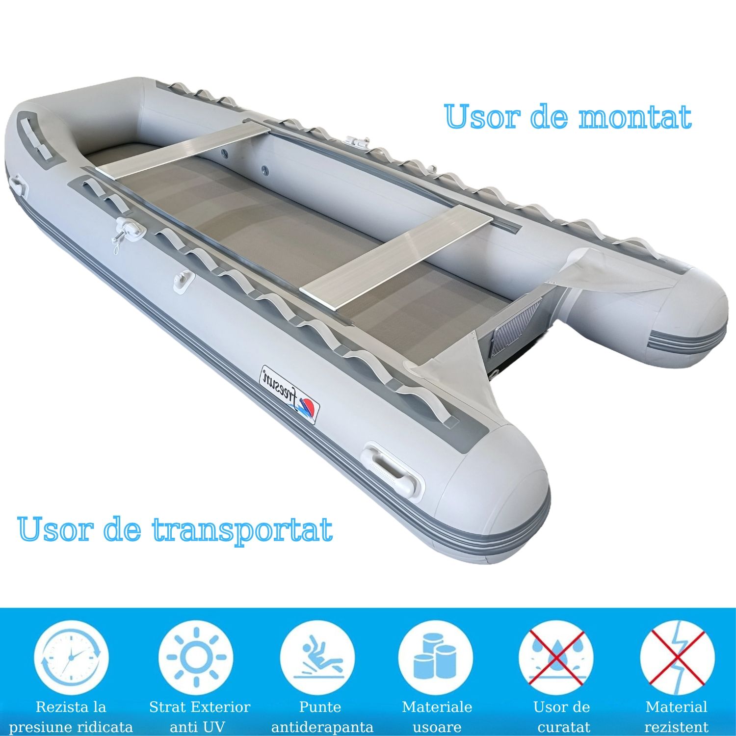 Barca gonflabila 370cm cu podina Air Deck, chila “V” pt max 6 persoane