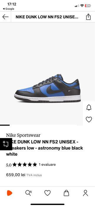 Nike dunk low albastru si negru