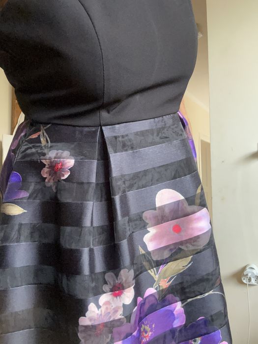 Rochie asimetrica negru, floral M