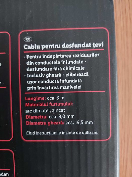 Spirala pentru desfundat  tevi instalatii