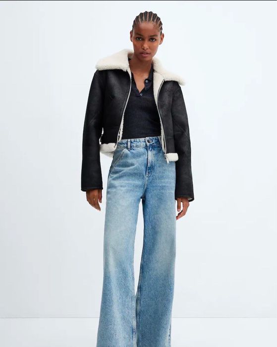 MANGO УНИКАЛНО дамско палто / яке  с каракул