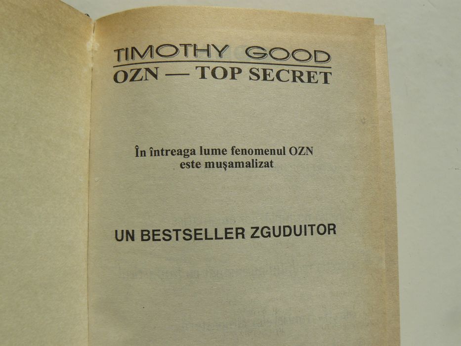 Carte De Colectie O.Z.N. TOP SECRET-TIMOTHY GOOD 701 pagini,An 1995