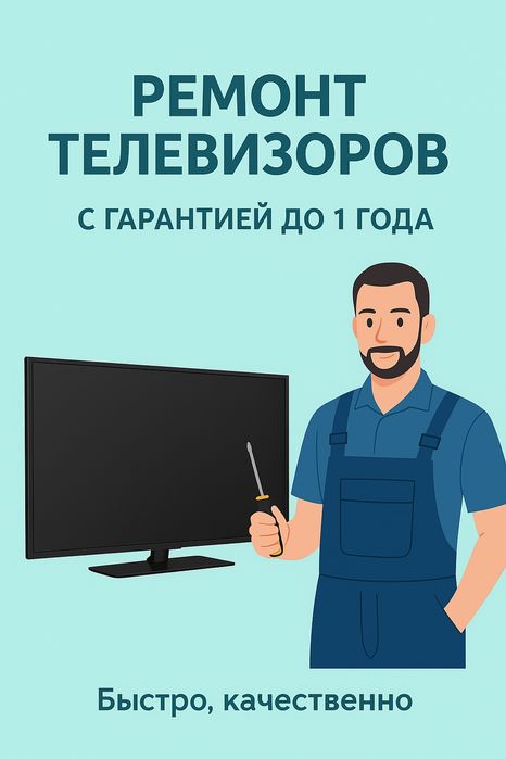 Ремонт телевизоров с гарантией до 1 года!