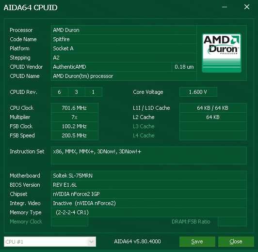 AMD Duron 700MHz D700AUT1B Socket 462/A Testat