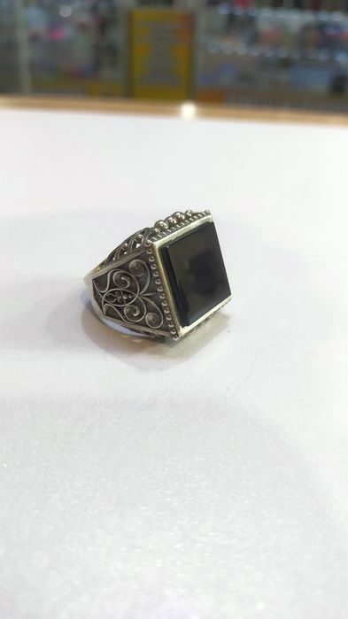 Перстень мужской с обсидианом
