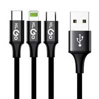 Кабел USB Micro USB Type C Lightning 3in1 Klgo s-687 за зареждане