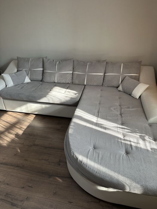 Ъглов диван Xora “Уелнес” - разтегателен + ракла / 294х222х90 см