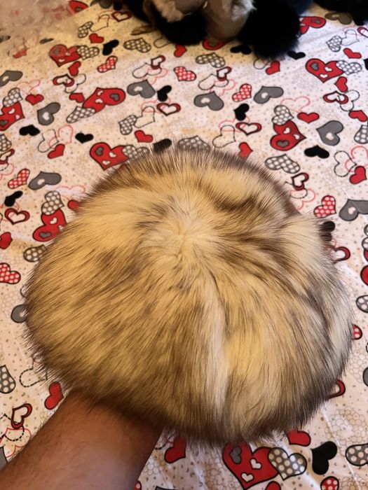 Caciula + guler blana natura