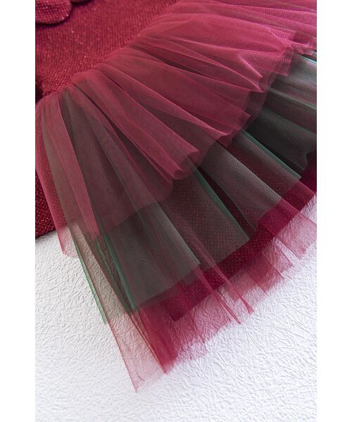 Rochie grena, eleganta, maneca lunga "Sparkle", bentita inclusa