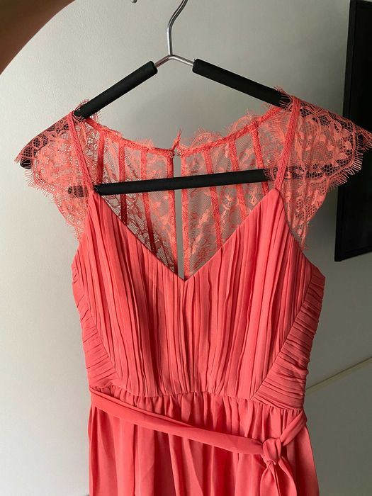 Rochie Motivi din Voal de Seara Eleganta Ocazie Eveniment, Roz Corai