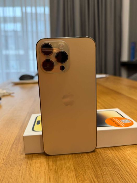 iPhone 14 Pro Max 128GB Gold, stare foarte buna + 2 huse