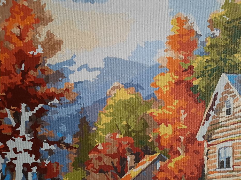 Ръчно рисувана картина по номера- "СТАРАТА ВОДЕНИЦА"