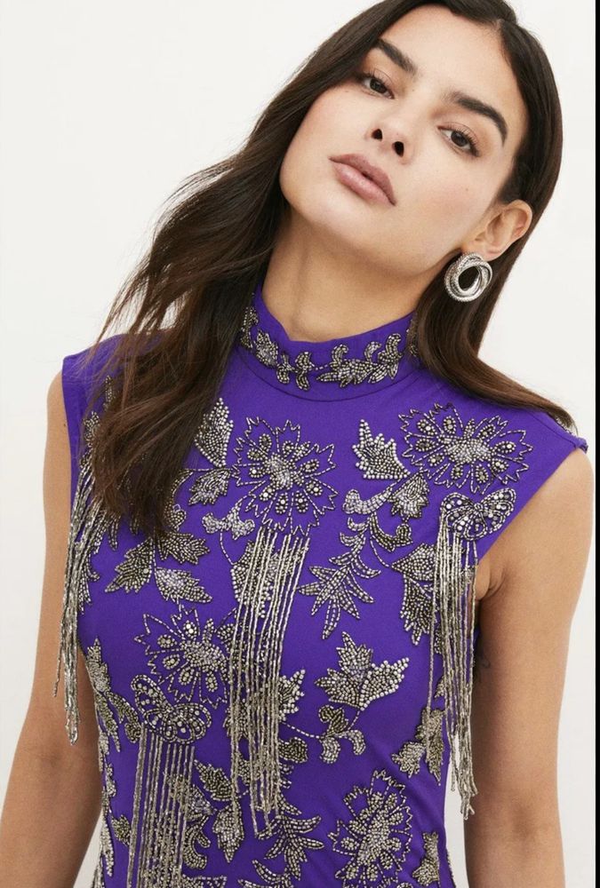 Rochie bijuterie Karen Millen gen Asos cu franjuri