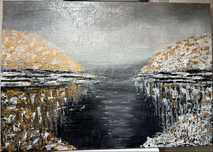 Tablou peisaj abstract pictat in acrilic