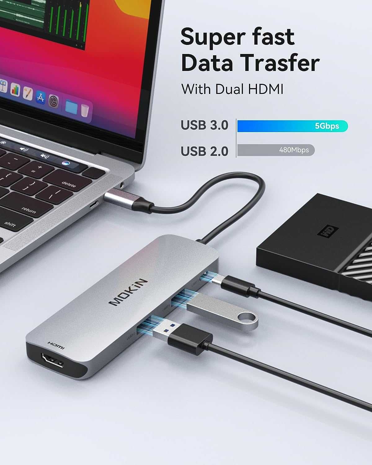 USB C докинг станция за лаптоп 8 в 1 24K 60Hz HDMI портове