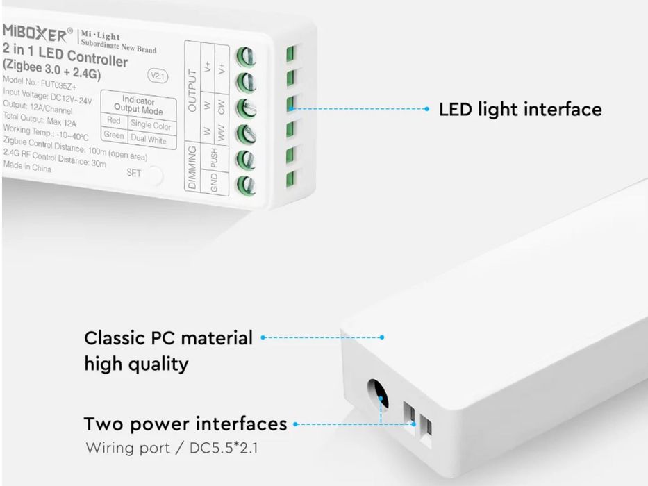 Controller banda LED Miboxer Zigbee 3.0, WiFi, 2.4G - FUT035Z+