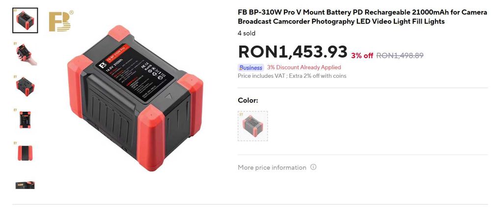 FB BP-310W Pro V Mount Battery