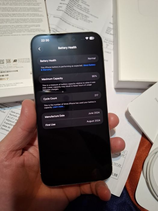 I iphone 15 pro max impecabil in garantie cu factura 08.2027