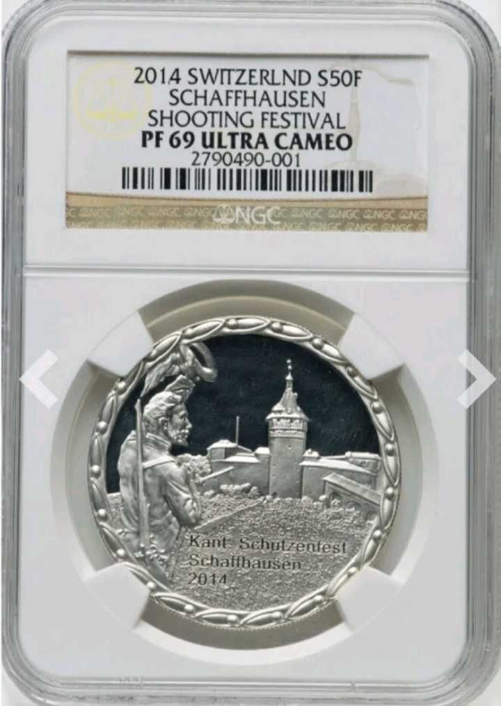 Сребърна монета 50 франка PR69 Ultra cameo !