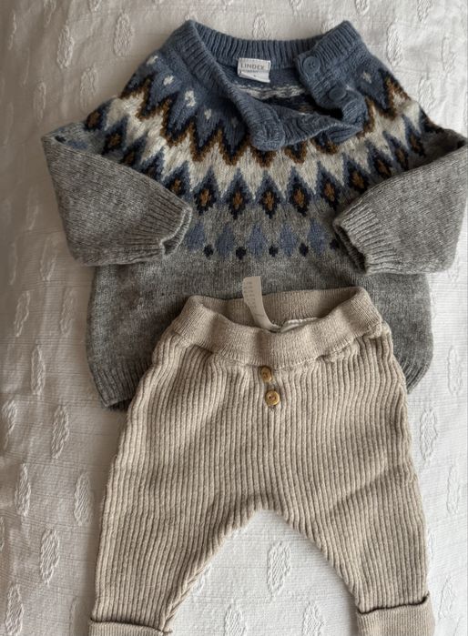 Бебешки пуловер+подарък панталон 0-3м