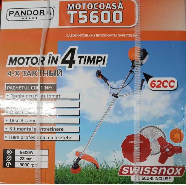 Motocoasa motor in 4 timpi PANDORA 7,5HP 62cc T5600 9000RPM