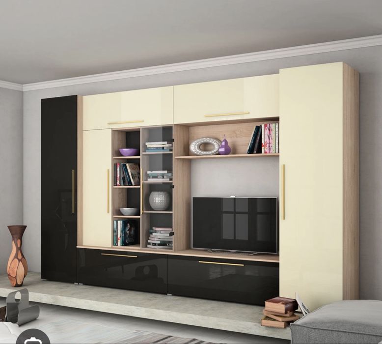 Mobila Neo. Negru cu crem lucios