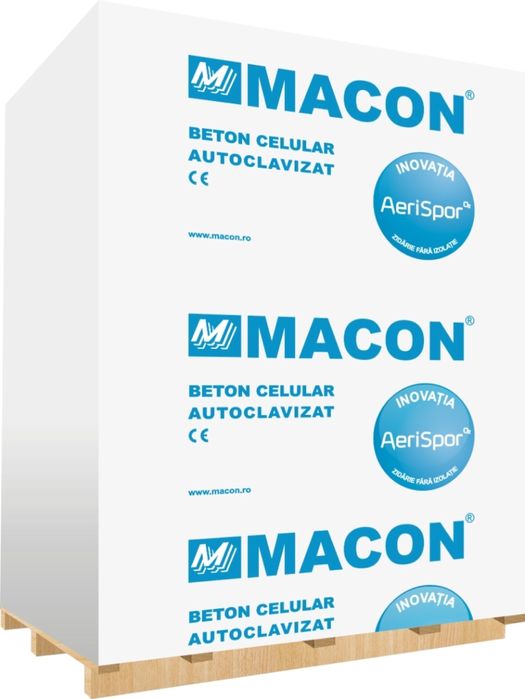 Bca macon 25x25x60 , 24 de paleti , 43,2 m3 plus un palet adeziv.