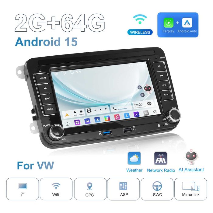 Navigatie Android,VW Passat,Golf,Jetta,Touran,Carplay,2GB + 64GB, NOI