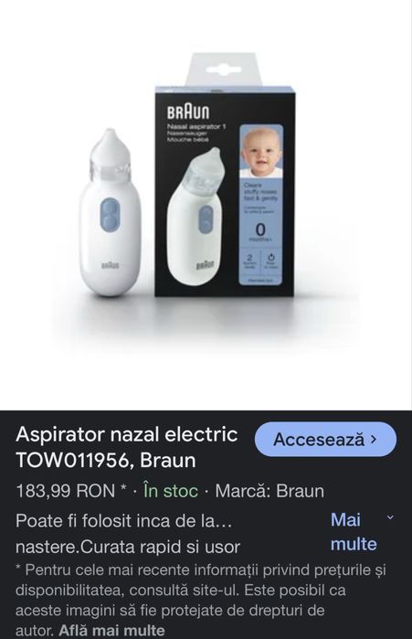 Aspirator nasal Braun pentru copii