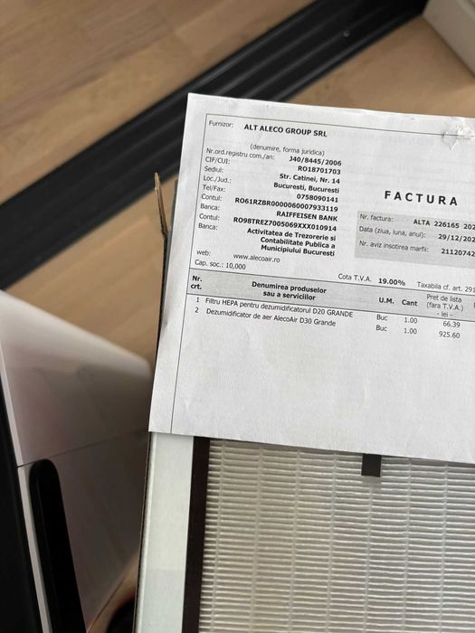 Dezumidificator si purificator AlecoAir D30, WiFi, 30 L/zi,Uscare Rufe