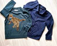 Сет пуловер с динозавър и риза за момче 3/4години