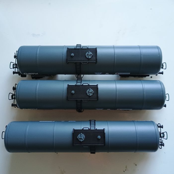 Set 3 Vagoane marfă, cisterne GATX machetă trenuleț electric scara HO