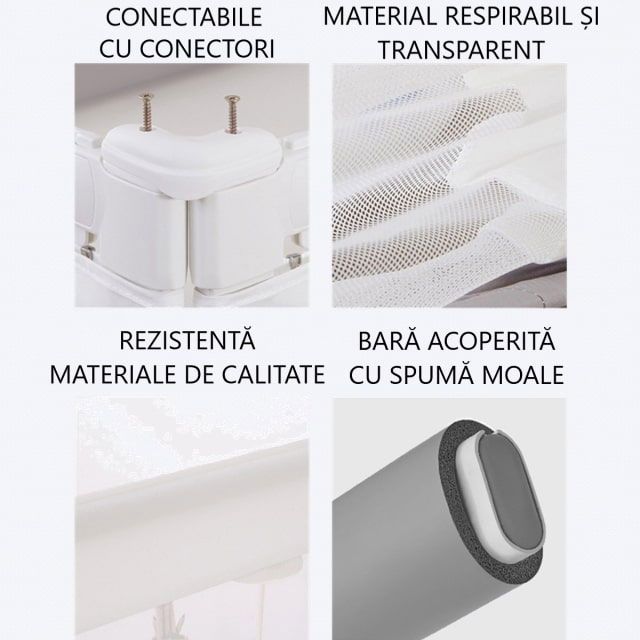 PACHET cu 3 Bariere protectie pat copii pentru pat de 200x200 cm