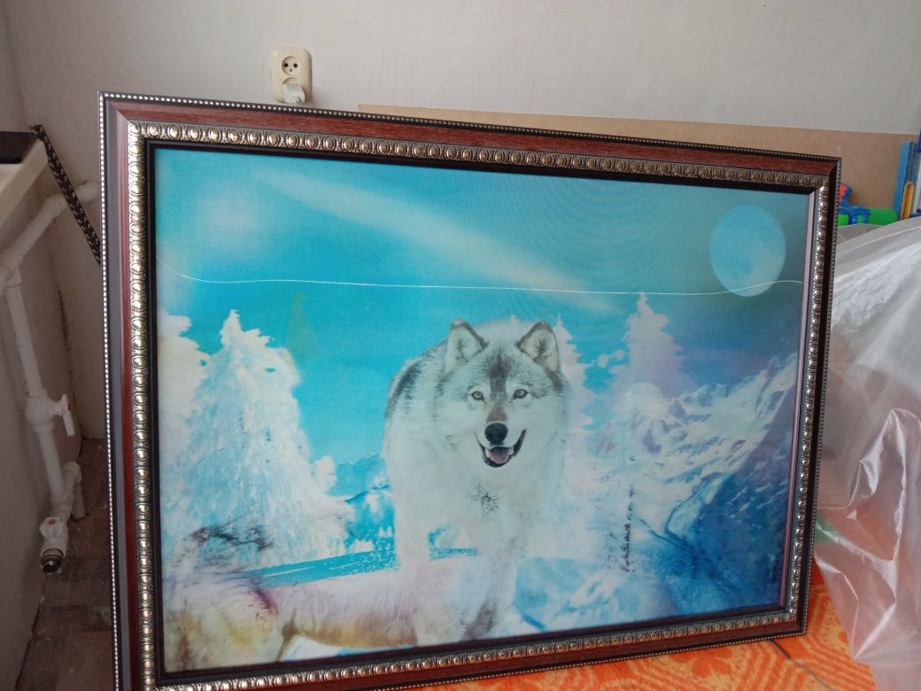 Картина 3D волков