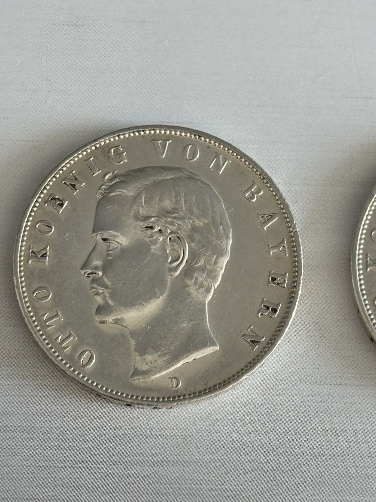 moneda Germania Bavaria Otto 3 marci mark 1908 1913
